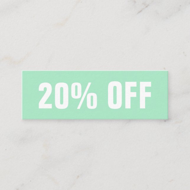 Tarjeta de descuento pastel / verde menta simple d (Anverso)