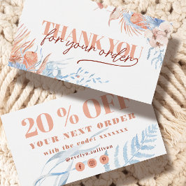 Tarjeta de descuento Peach and Blue Tropical