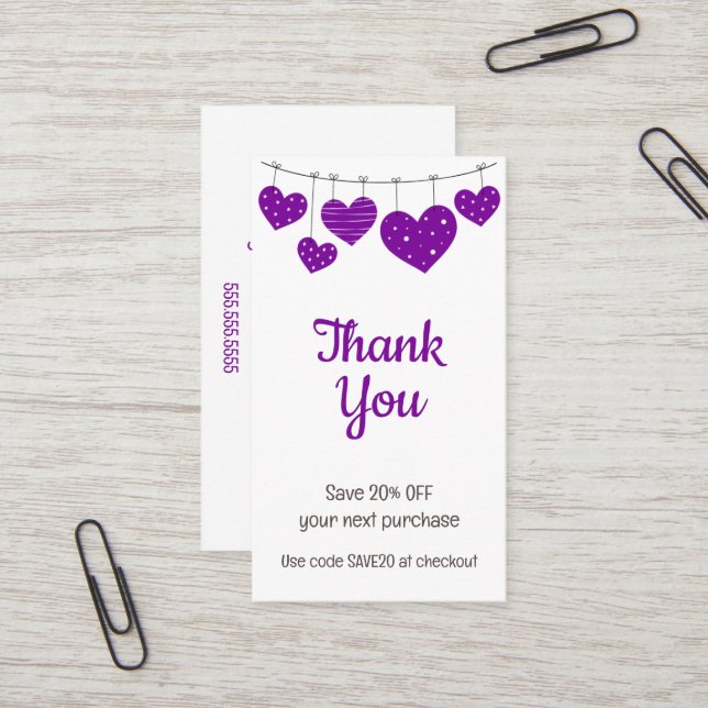 Tarjeta de descuento Purple Heart Garland (Anverso/Reverso In Situ)