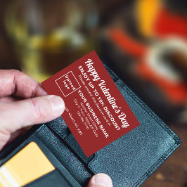 Tarjeta de descuento roja de Business Valentine
