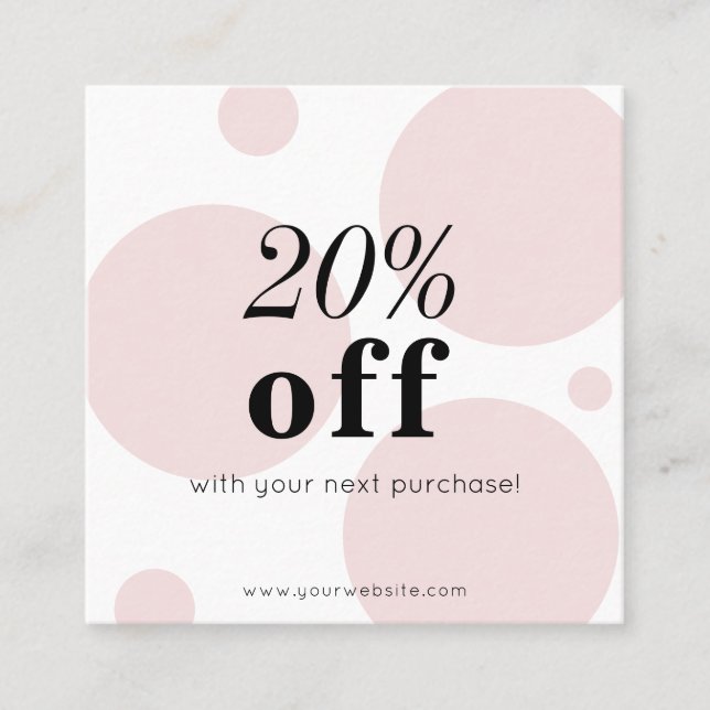 Tarjeta de descuento rosa Minimalista (Anverso)