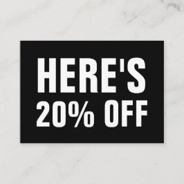 Tarjeta de descuento simple minimalista en blanco 