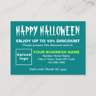 Tarjeta de descuento verde Verde azulada Halloween