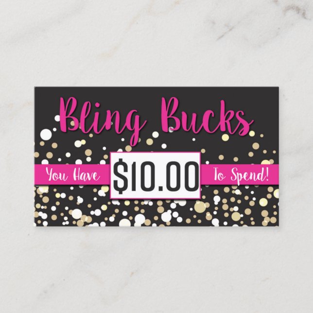 Tarjeta De Descuentos $10 dólares de Bling (Anverso)