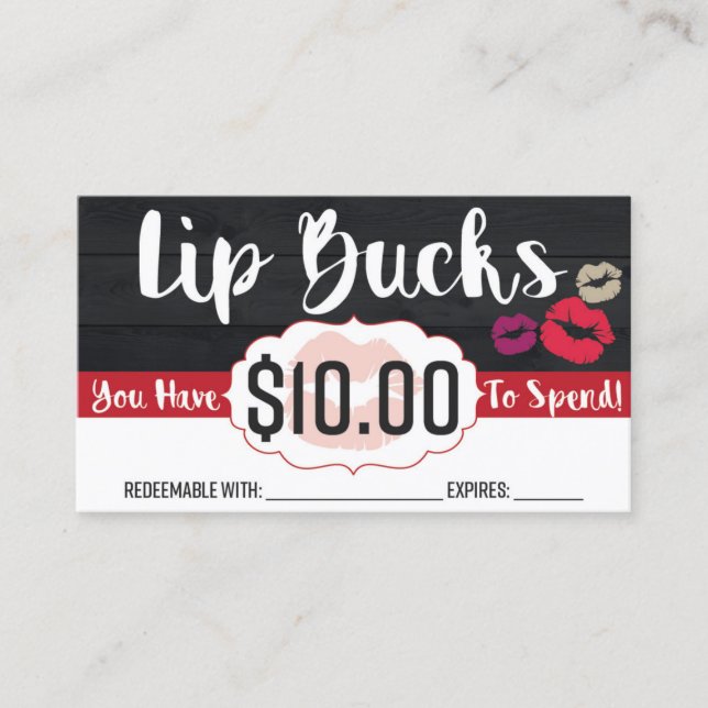 Tarjeta De Descuentos $10 dólares del labio (Anverso)
