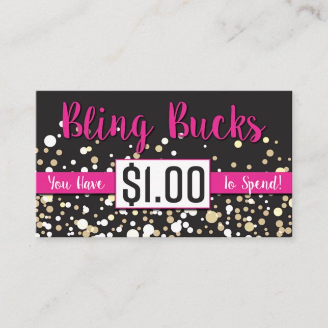Tarjeta De Descuentos $1 dólares de Bling (Anverso)