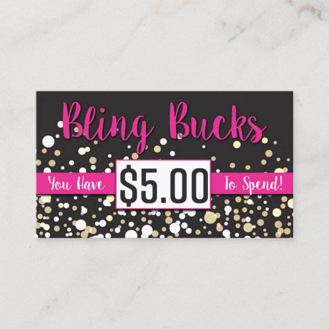 Tarjeta De Descuentos $5 dólares de Bling (Anverso)