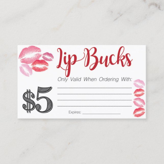 Tarjeta De Descuentos $5 dólares del labio (Anverso)