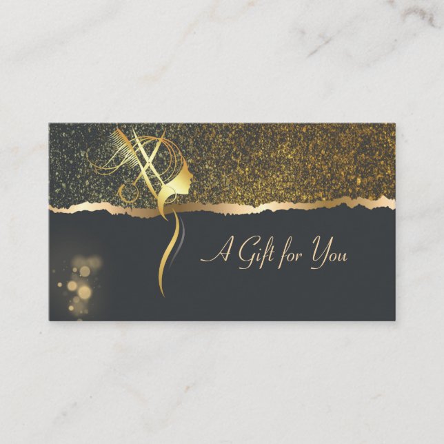 Tarjeta De Descuentos African American Hairdresser Confetti Border Black (Anverso)