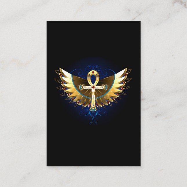 Tarjeta De Descuentos Ankh de oro con alas (Anverso)