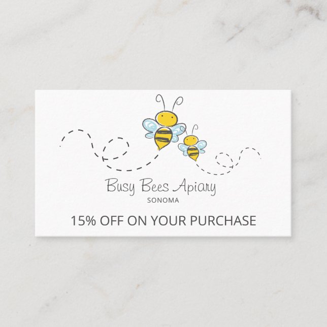 Tarjeta De Descuentos Apiario del apicultor de abejas con miel (Anverso)