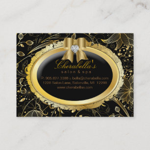 Tarjeta De Descuentos Arco negro floral del oro elegante del balneario