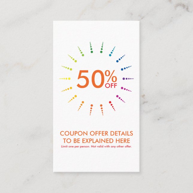 Tarjeta De Descuentos arcoiris de cupónBurst (Anverso)