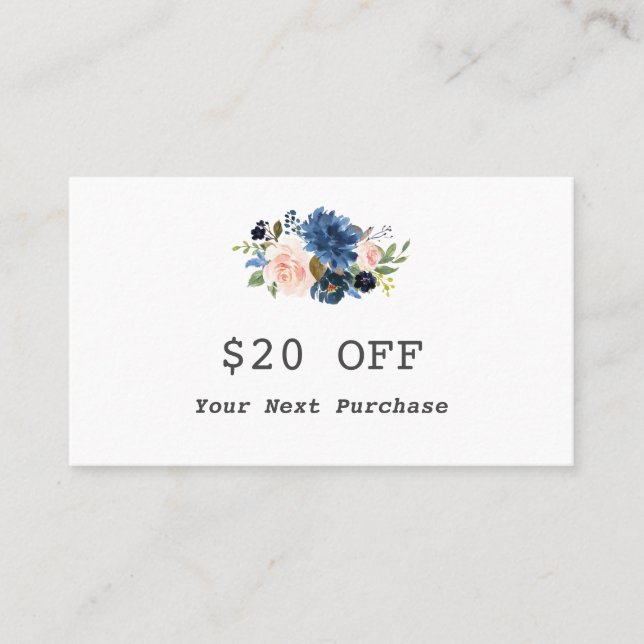 Tarjeta De Descuentos Artista de maquillaje floral azul acuático moderno (Anverso)