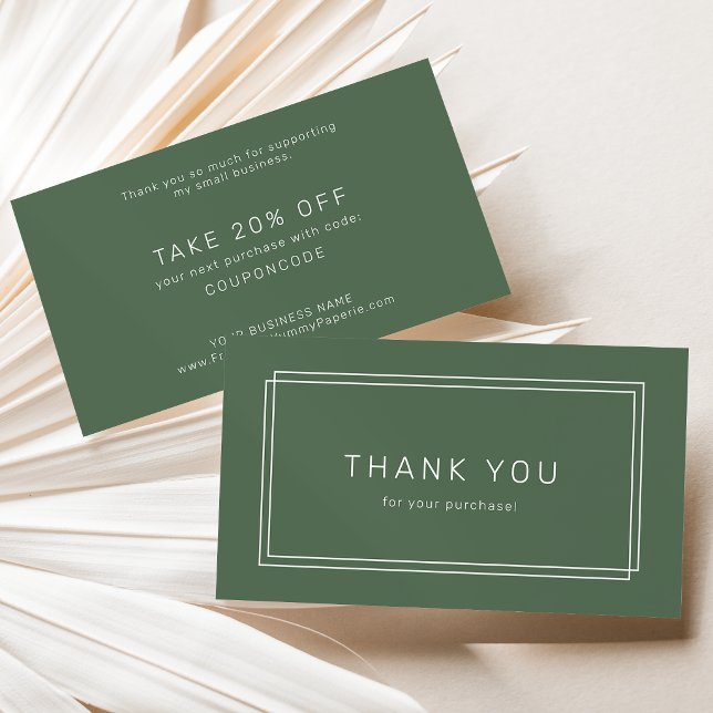 Tarjeta De Descuentos AVERY Rústico Verde Oscuro Boho Agradecimiento Com (AVERY Rustic Dark Green Boho Business Thank You Discount Card)