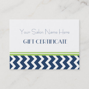 Tarjeta De Descuentos Azul Chevron de la cal del vale del salón