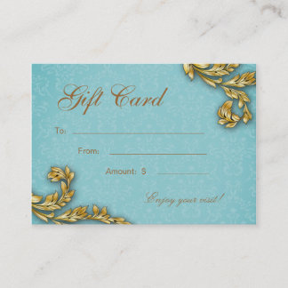 Tarjeta De Descuentos Azul elegante de la hoja de oro del balneario de