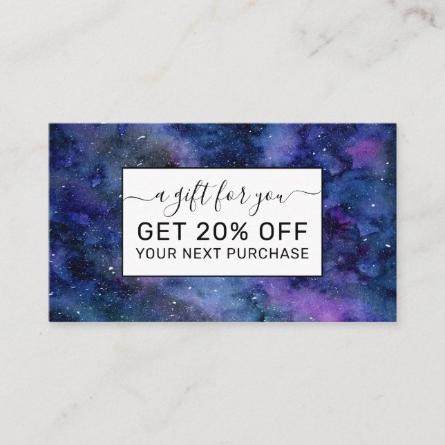 Tarjeta De Descuentos Azul púrpura Majestic Starry Nebulosa acuática (Anverso)