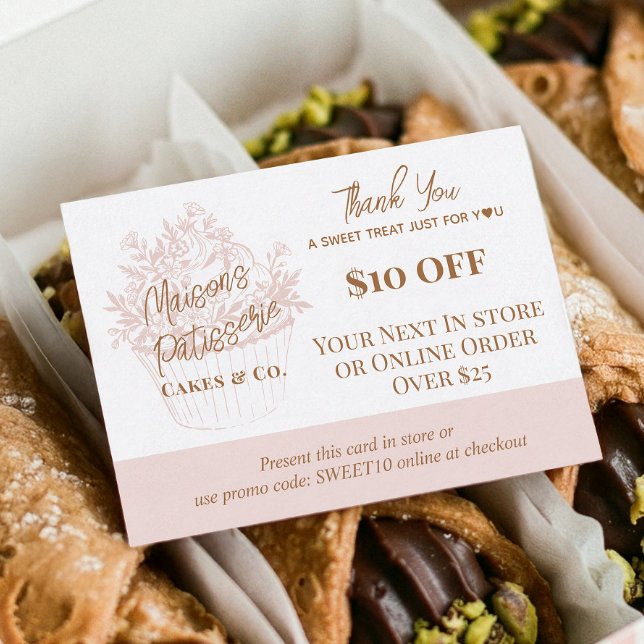 Tarjeta De Descuentos Baker Floral Cupcake Thank You Promo Code Bakery (Baker Floral Cupcake Thank You Promo Code Bakery Discount Card)