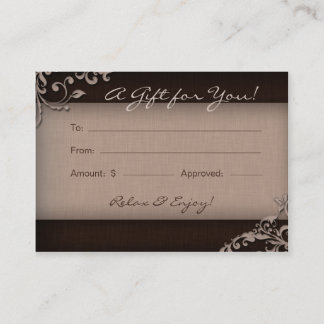 Tarjeta De Descuentos Beige floral de lino de Brown del balneario de la