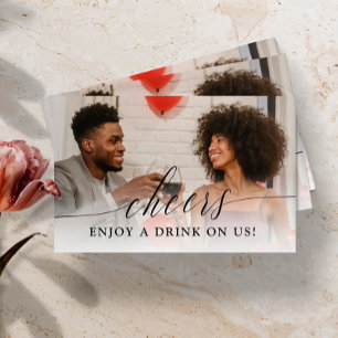 Tarjeta De Descuentos Billete de bebida para Boda fotográfico Delicate C