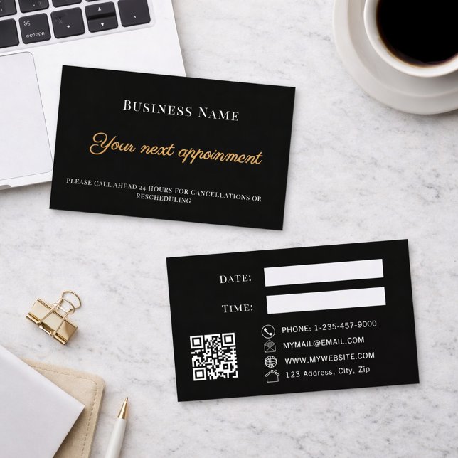 Tarjeta De Descuentos Black QR business customer client appointment card (Subido por el creador)