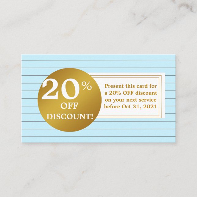 Tarjeta De Descuentos Blue and White Gold Label Discount Coupon Card (Anverso)
