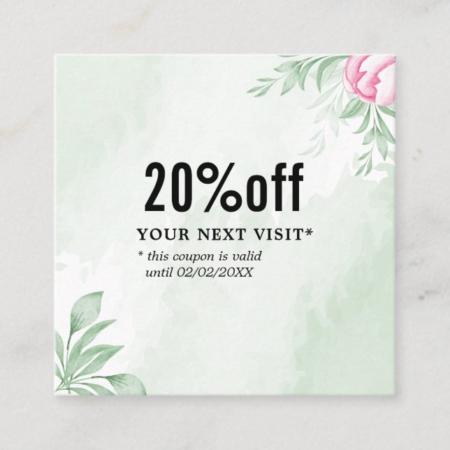 Tarjeta De Descuentos Boho Watercolor Eucalyptus Greeneration (Anverso)