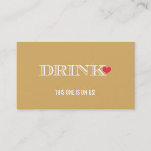 Tarjeta De Descuentos Boleto para bebidas del Boda rojo Heart Gold