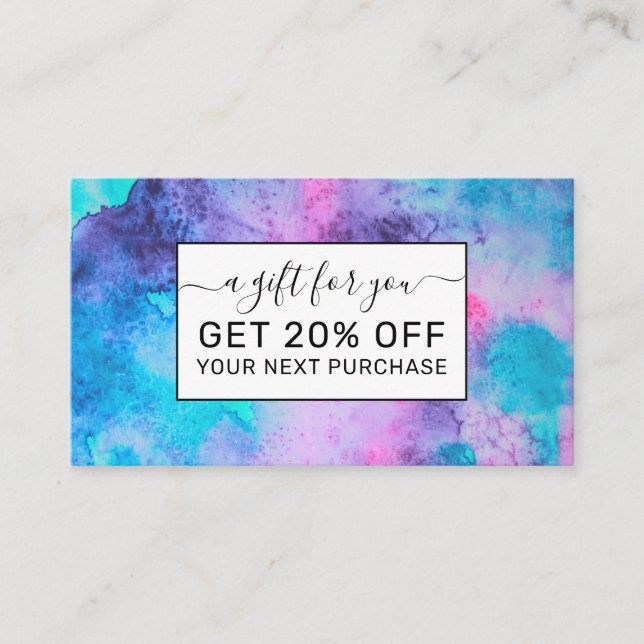 Tarjeta De Descuentos Bonito Azul rosa Morado Salado Agua Arte (Anverso)