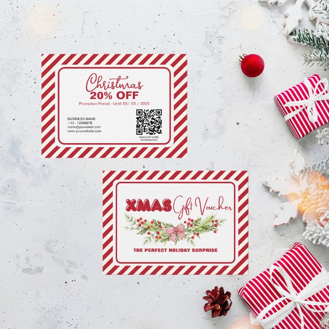 Tarjeta De Descuentos Clásica Flora Blanca Roja Berries Xmas (Subido por el creador)