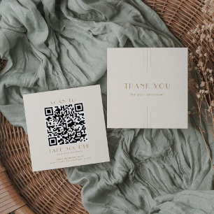 Tarjeta De Descuentos Código QR de agradecimiento de Everly Cream y Gold
