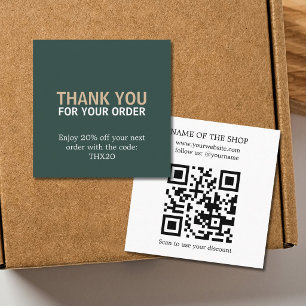 Tarjeta De Descuentos Código QR de agradecimiento por su pedido en negri