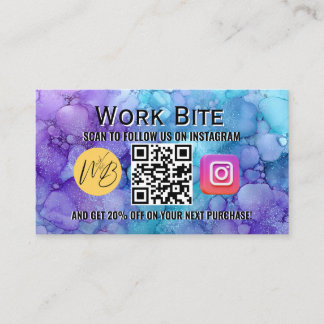 Tarjeta De Descuentos Código QR de Instagram de Negocio de Acuarela de A