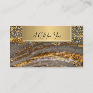 Tarjeta De Descuentos Confeti de Mármol Dorado Profesional Elegante
