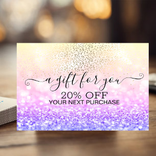 Tarjeta De Descuentos Confeti Dorado Chic, Bokeh Brillo Ombre