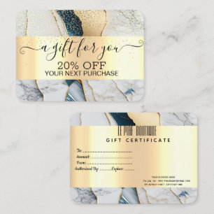 Tarjeta De Descuentos Confeti dorado Chic, Mármol dorado
