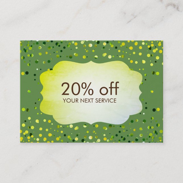 Tarjeta De Descuentos Confetti Green Coupon Card Voucher Discount Regalo (Anverso)