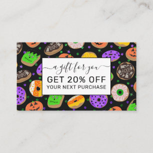 Tarjeta De Descuentos Confetti, Purpurina de Guay, cute donuts Halloween