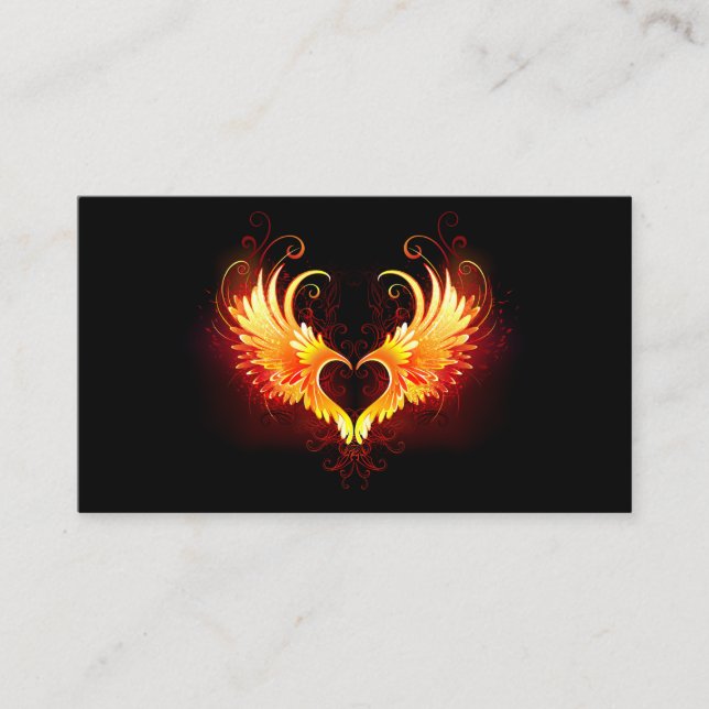 Tarjeta De Descuentos Corazón de Fuego Ángel con Alas (Anverso)