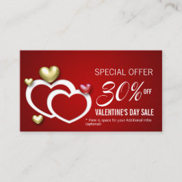 Tarjeta De Descuentos Corazones de San Valentín rojo moderno