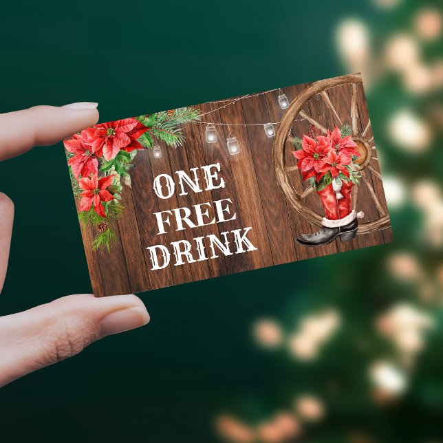 Tarjeta De Descuentos Country Christmas Free Drink Party Card Ticket (Subido por el creador)