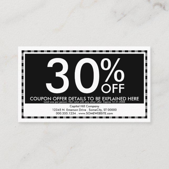 Tarjeta De Descuentos cupón. (Anverso)