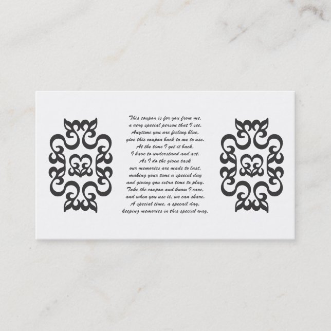 Tarjeta De Descuentos Cupones para que des (Anverso)