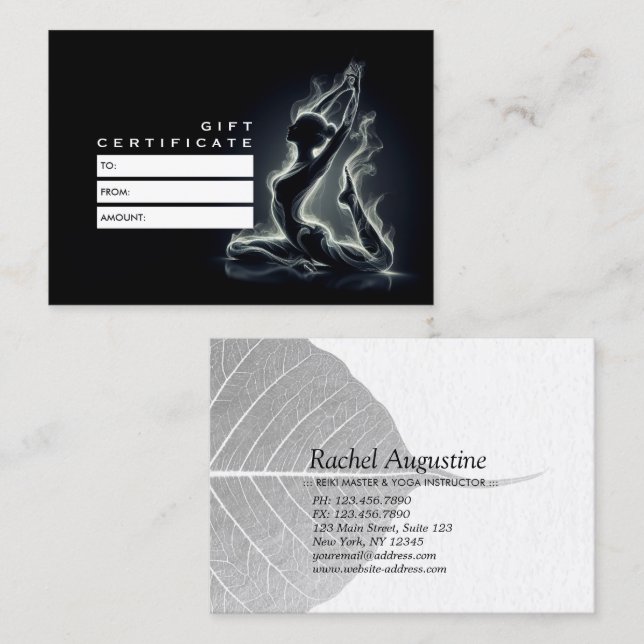 Tarjeta De Descuentos Curador de Reiki de yoga, una pierna de paloma (Anverso / Reverso)