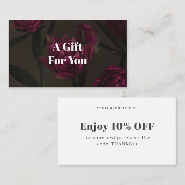 Tarjeta De Descuentos Dark floral aesthetic (Anverso / Reverso)