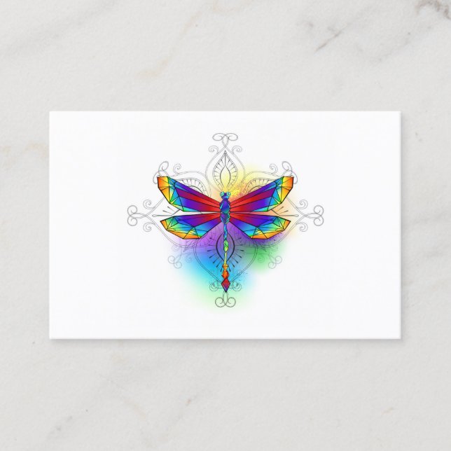 Tarjeta De Descuentos Dragón poligonal arcoiris (Anverso)