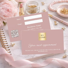 Tarjeta De Descuentos Dusty rose QR business logo appointment card