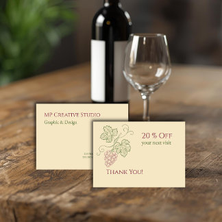 Tarjeta De Descuentos Elegant Botanical Grapevine Design