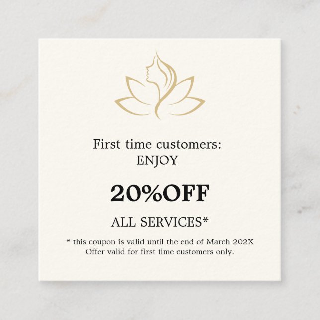 Tarjeta De Descuentos Elegant gold and black beauty salon (Anverso)